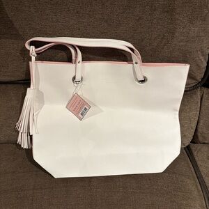 Ralph Lauren Romance White/ Pink Tote Shoulder  Bag Shopper w tags